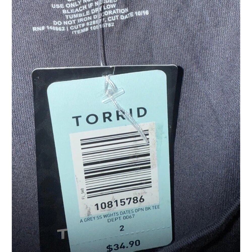 Torrid Active T Shirt Womens 2 Black Cold Shoulder Sleeve Weights Before Dates - Picture 3 of 10